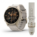 Garmin fenix 8 43mm AMOLED Sapphire, krémarany titanium, homokkő bőrszíjjal + homokkő/szürke szilikon szíjjal Garmin fenix 8 43mm AMOLED Sapphire, krémarany titanium, homokkő bőrszíjjal + homokkő/szürke szilikon szíjjal